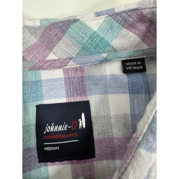 Johnnie-O Mens Performance Shirt Size Medium Dallas National Golf Club Plaid - Picture 7 of 9